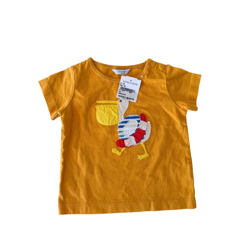 Baby Boden 6–12M Appliqué pelican Bird Graphic T-Shirt – Mustard Yellow